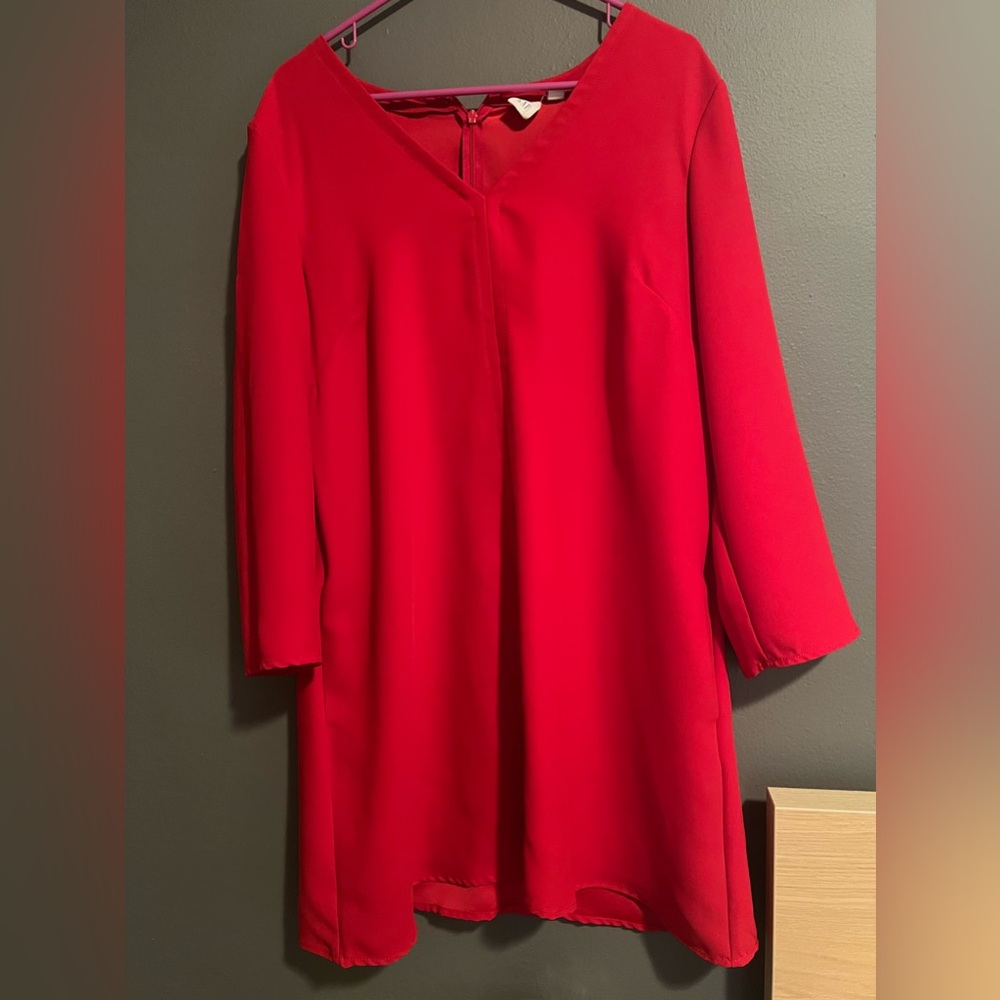 GAP Bright Red Long Sleeve Shift Dress